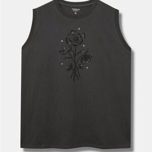 Torrid Celestial Flowers Relaxed Cotton Slide Slit Tank Top | Size 2
